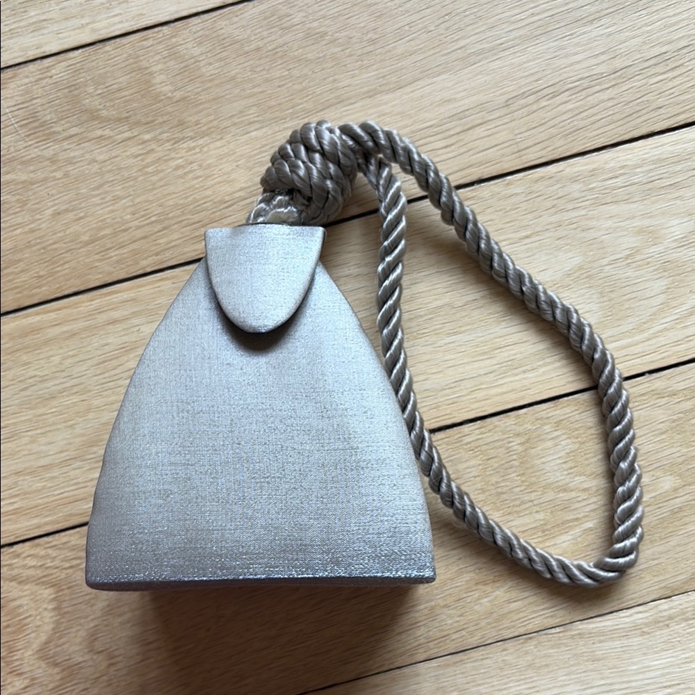 Vintage satin clutch - grey tan colour